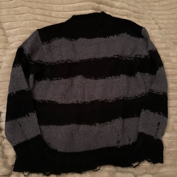 Striped Black and Gray Women's Sweater - Picture 5 of 8